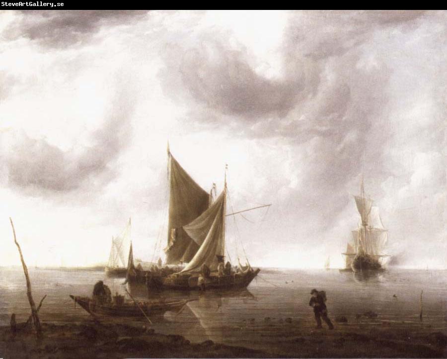 REMBRANDT Harmenszoon van Rijn Ships at Anchor on a Calm Sea